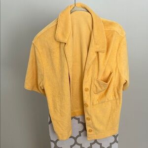 Yellow Button-Up Terry Cloth Shirt